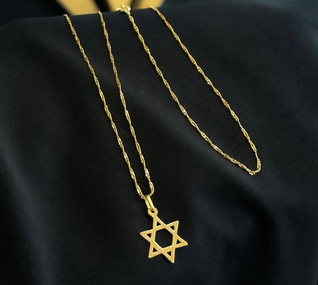 Colar estrela de Davi ouro 18k