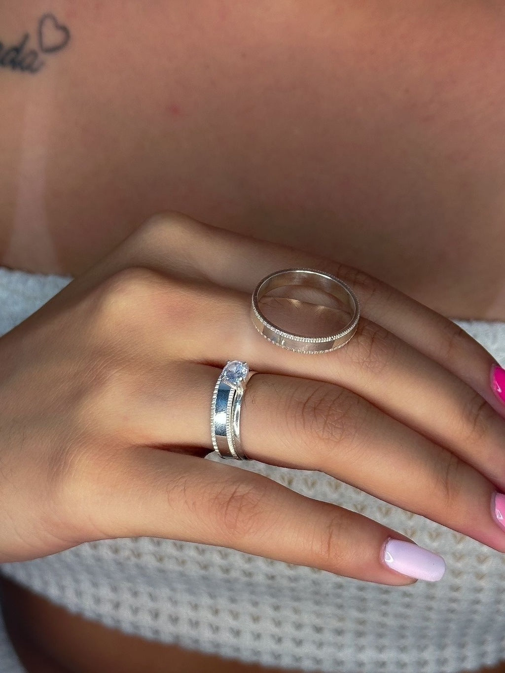 Alianças e solitário prata 925