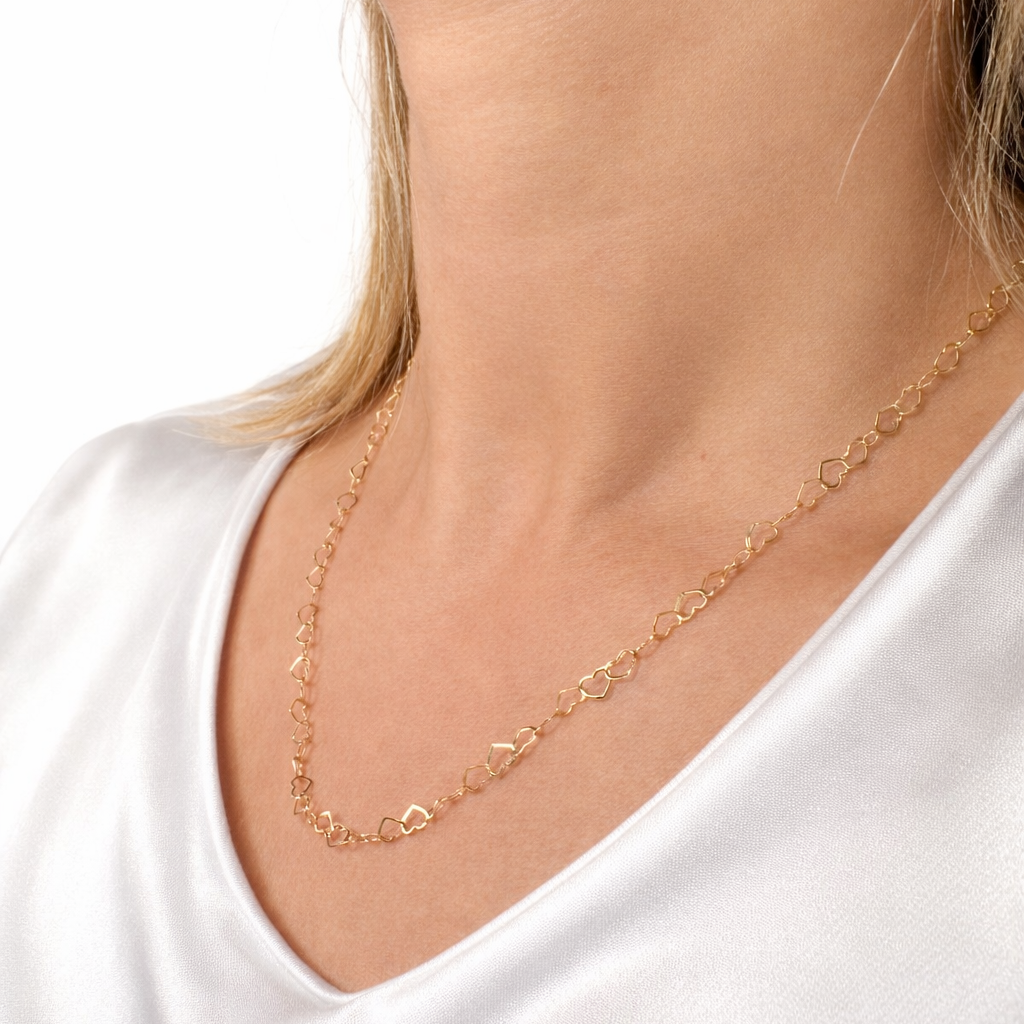 Colar corações ouro 18k
