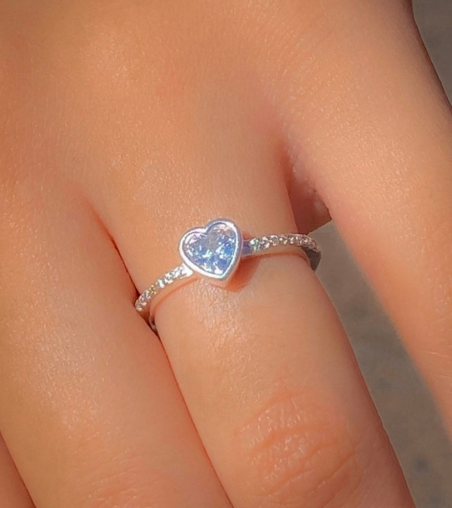 Anel coração prata 925