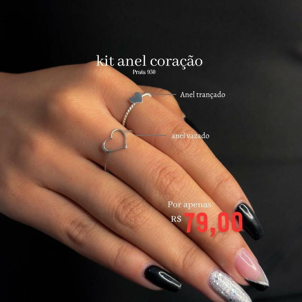 Kit anéis coração