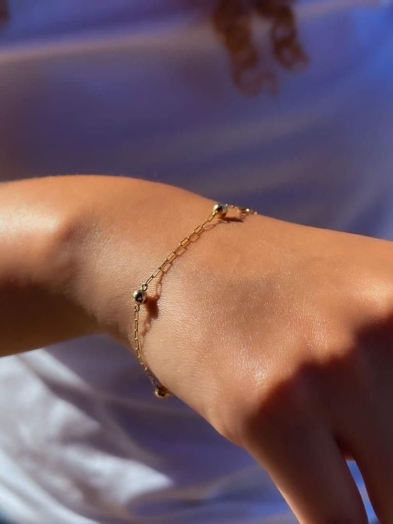 Pulseira bolinhas ouro 18k