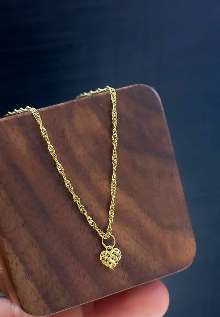 colar singapura coração ouro 18k