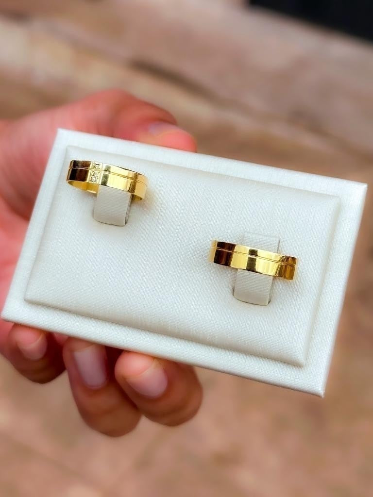 Aliança friso ouro 18k