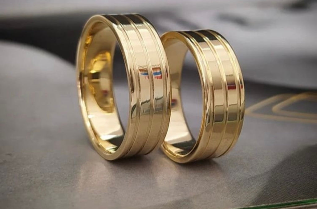 Aliança Aura 7mm ouro 18k