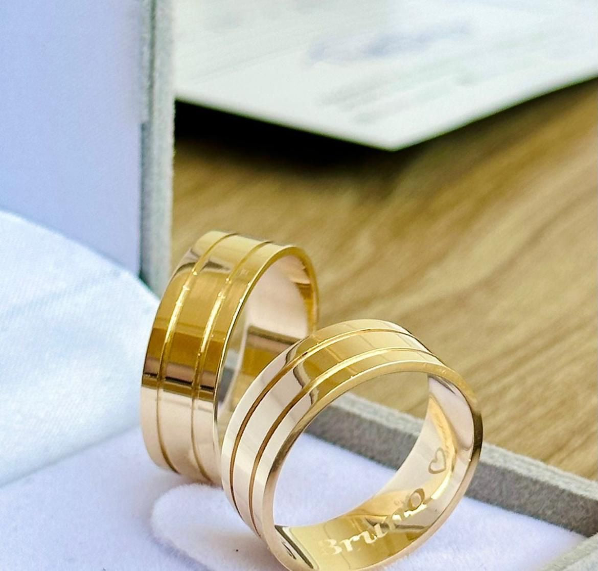 Aliança aurora ouro 18k