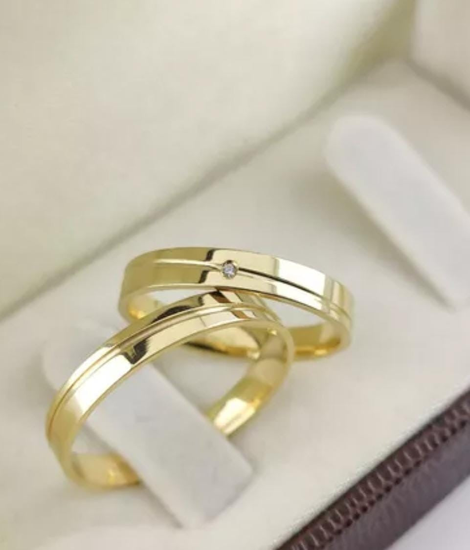 Aliança friso ouro 18k