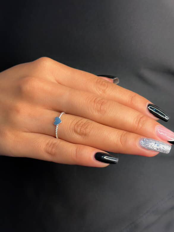 Anel coração trançado prata 925