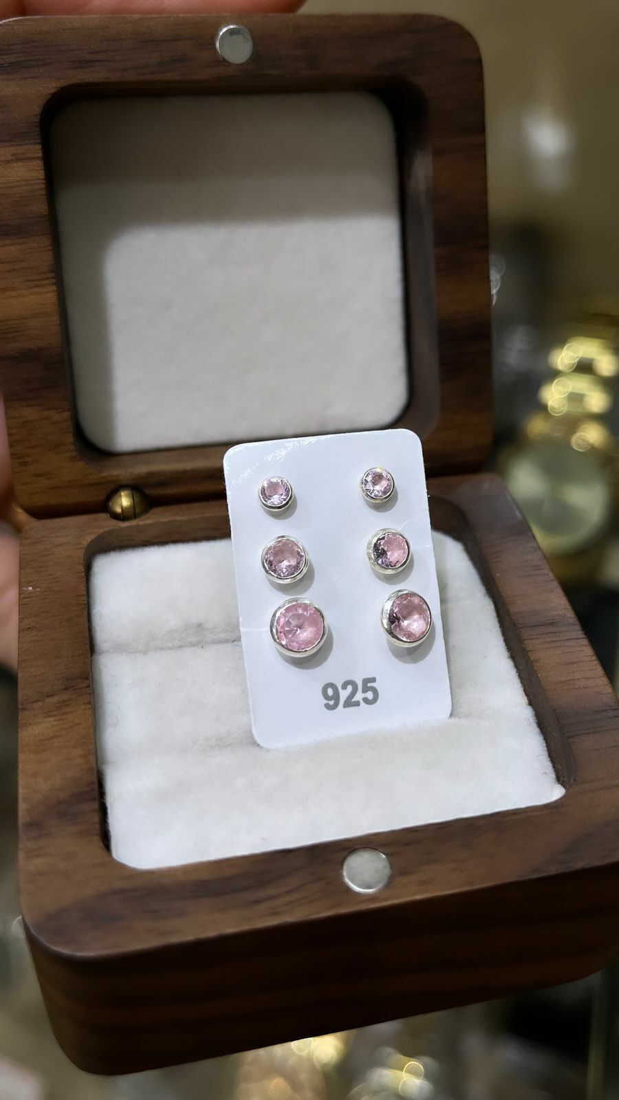 Trio brincos rosa prata 925