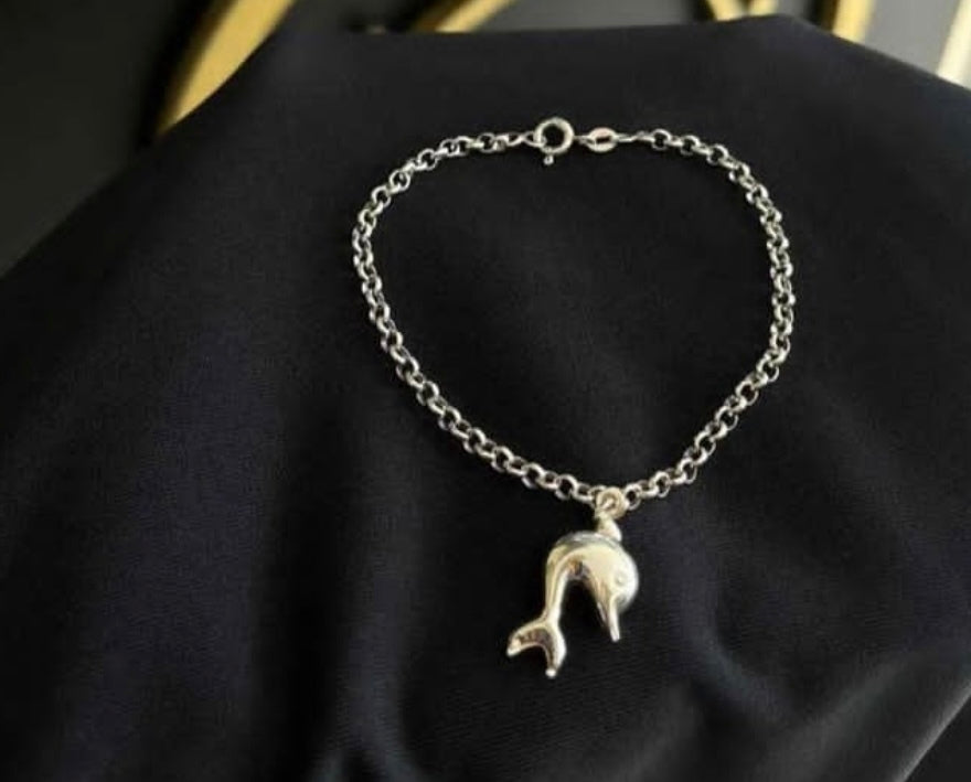 Pulseira elo português golfinho prata 925