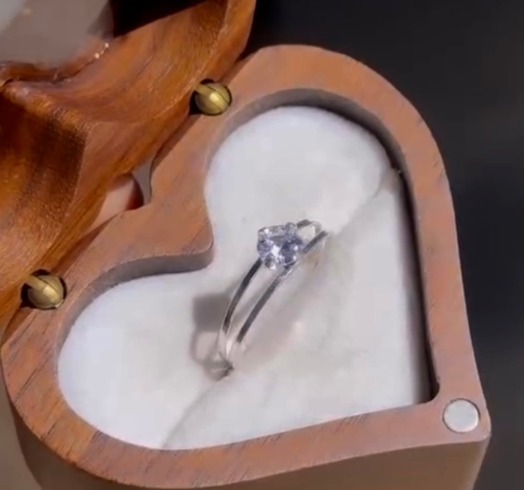 Anel solitário aro duplo prata 925