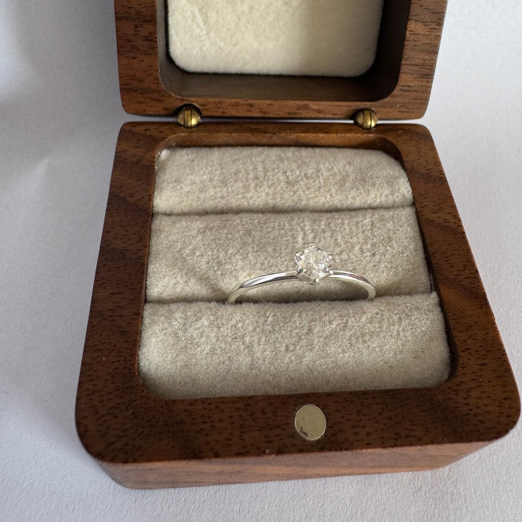 Anel solitário clássico prata 925