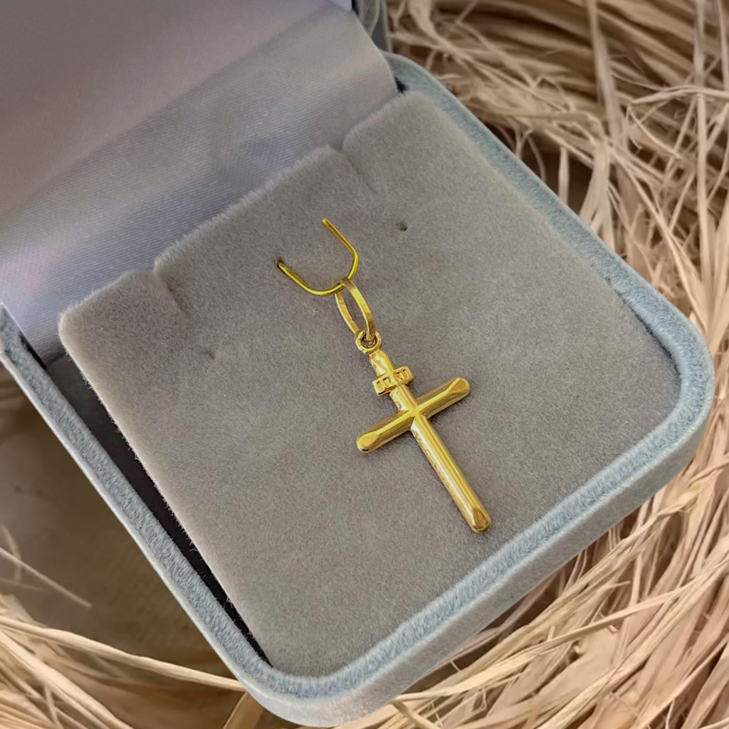 Pingente cruz 3mm ouro 18k