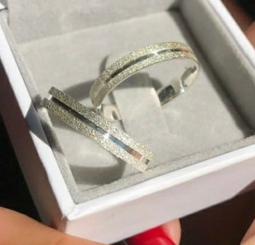 Aliança friso prata 950