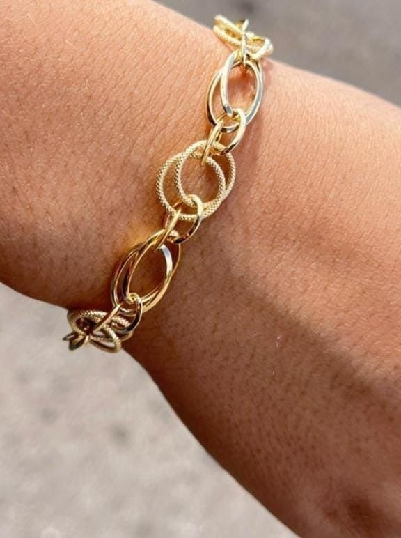 Pulseira elegance elo duplo ouro 18k