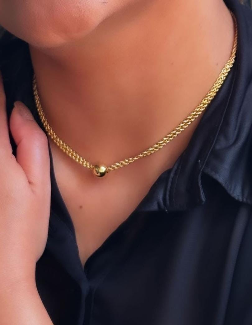 Colar elegance trançado ouro 18k