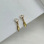 Brinco baby ponto de luz e gota ouro 18k