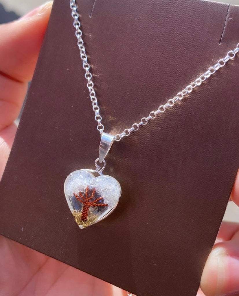 Colar orgonite branca prata 925