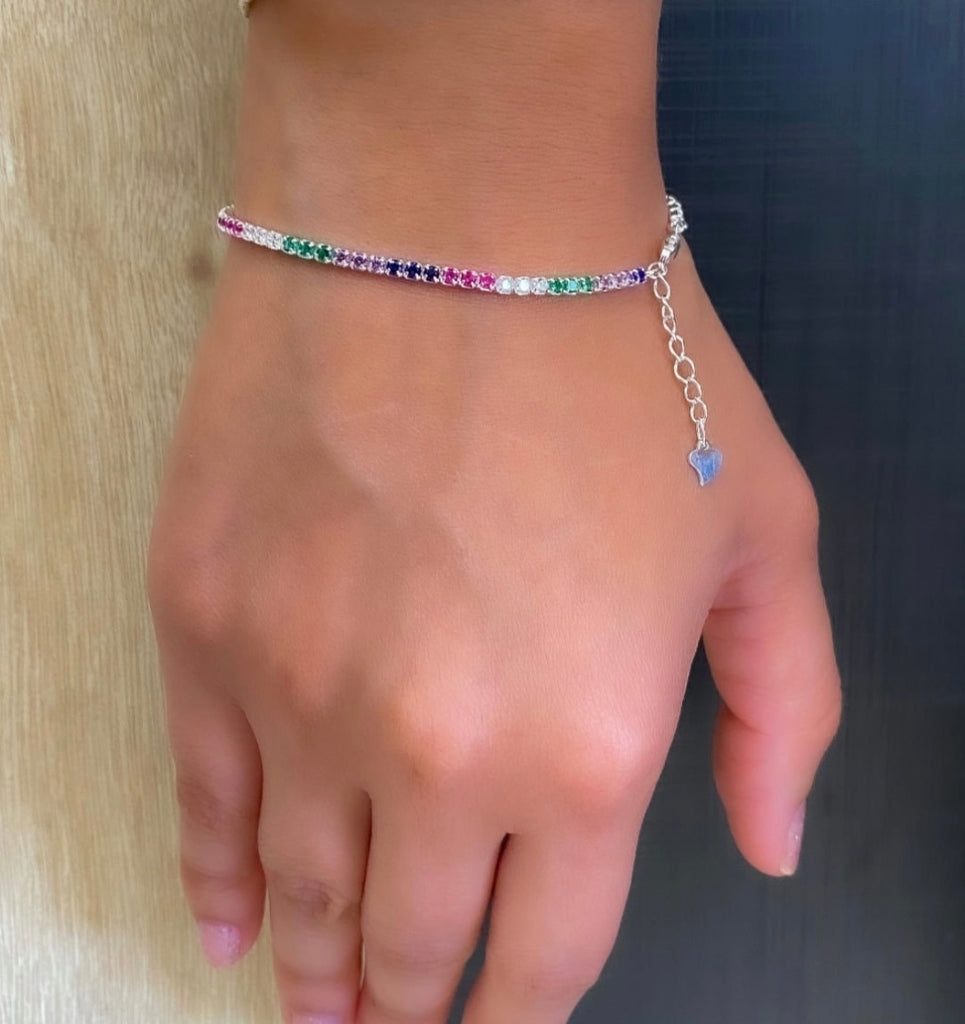 Pulseira riviera colorida prata 925