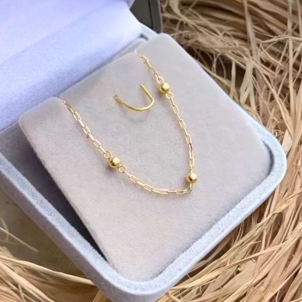 Pulseira bolinhas baby ouro 18k