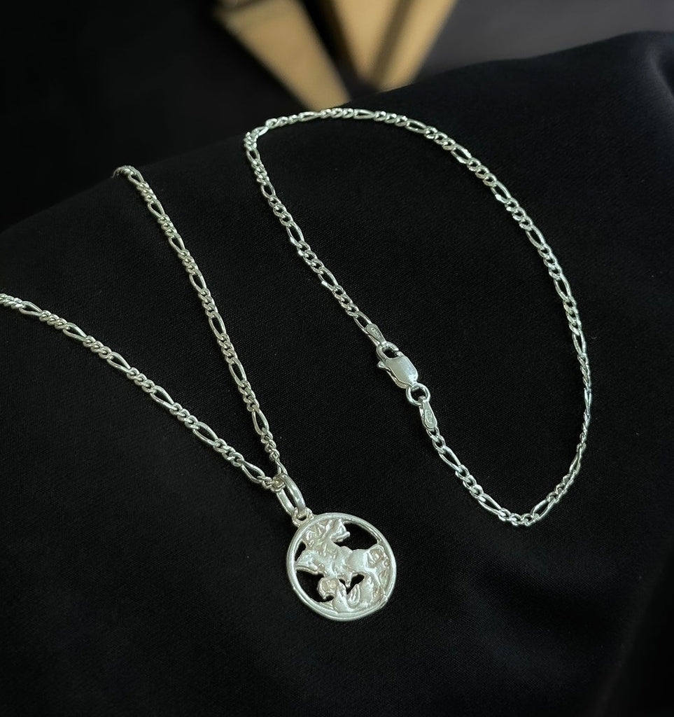 Colar são Jorge e pulseira prata 925