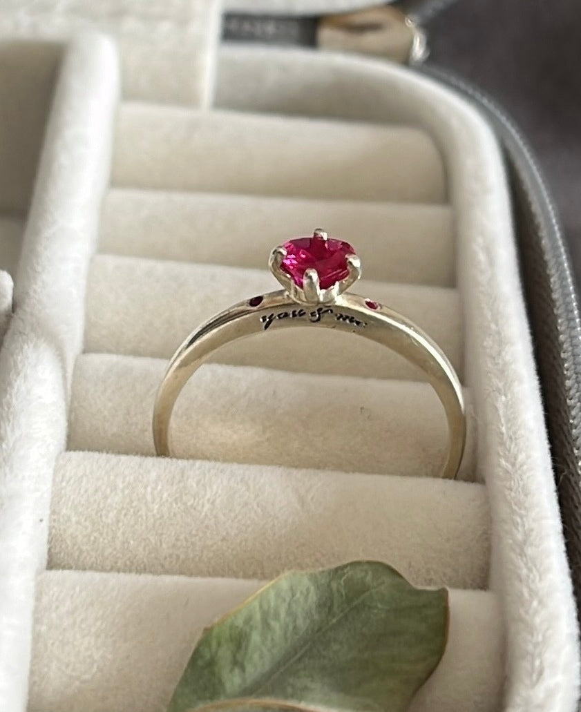 Anel solitário you & me prata 925