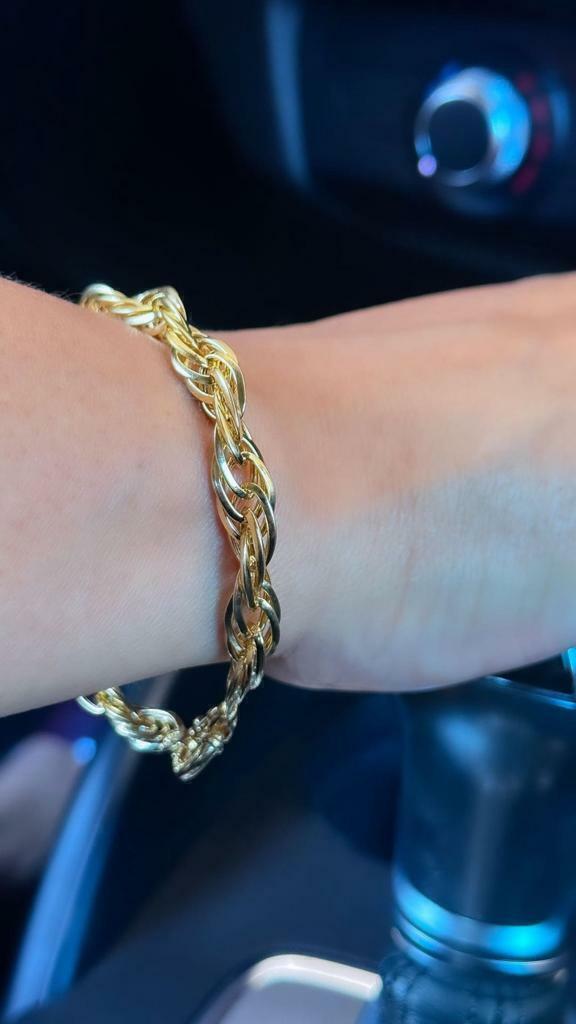 Pulseira elegance trançado ouro 18k