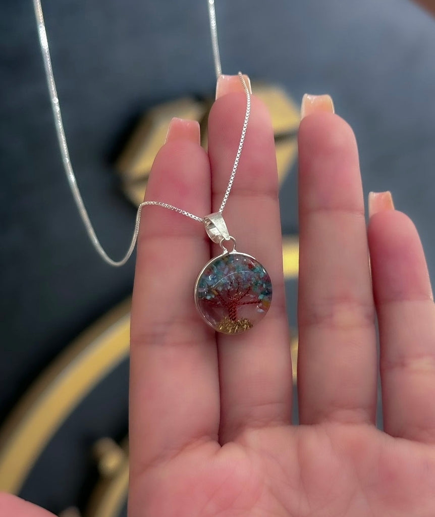 Colar orgonite azul prata 925