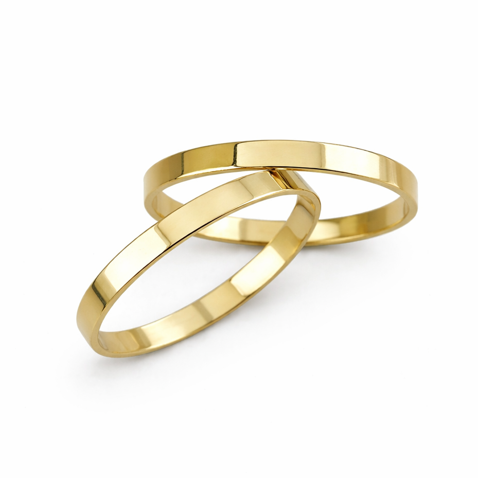 Aliança classic quadrada 3mm ouro 18k