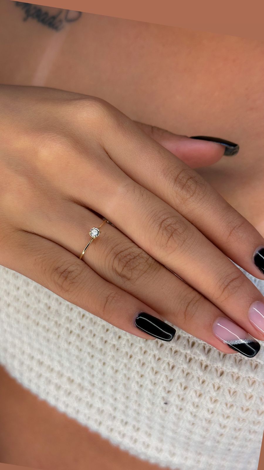 Anel solitário ouro 18k