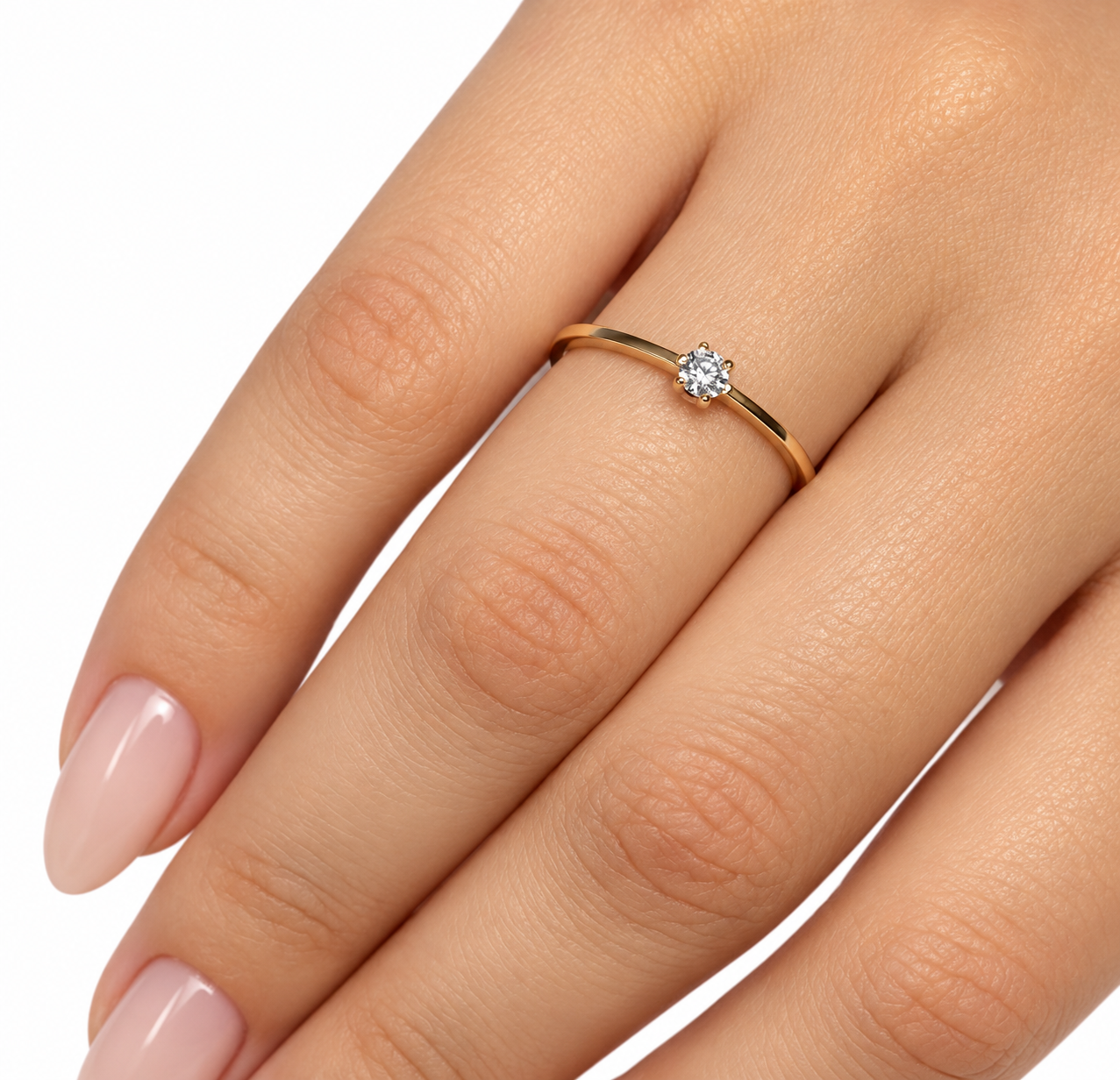 Anel solitário moissanite ouro 18k