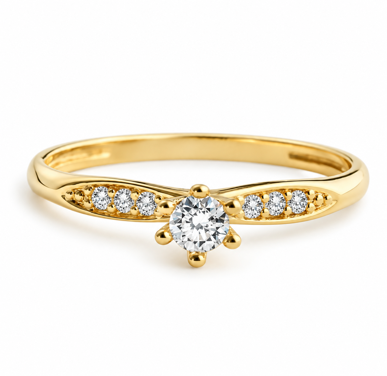 Anel solitário classic cravejado ouro 18k