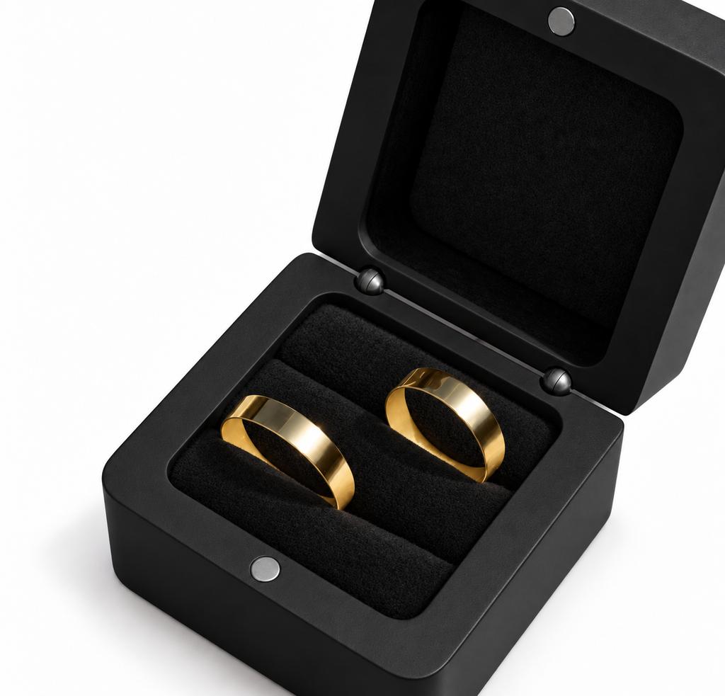Aliança quadrada ouro 18k 4mm