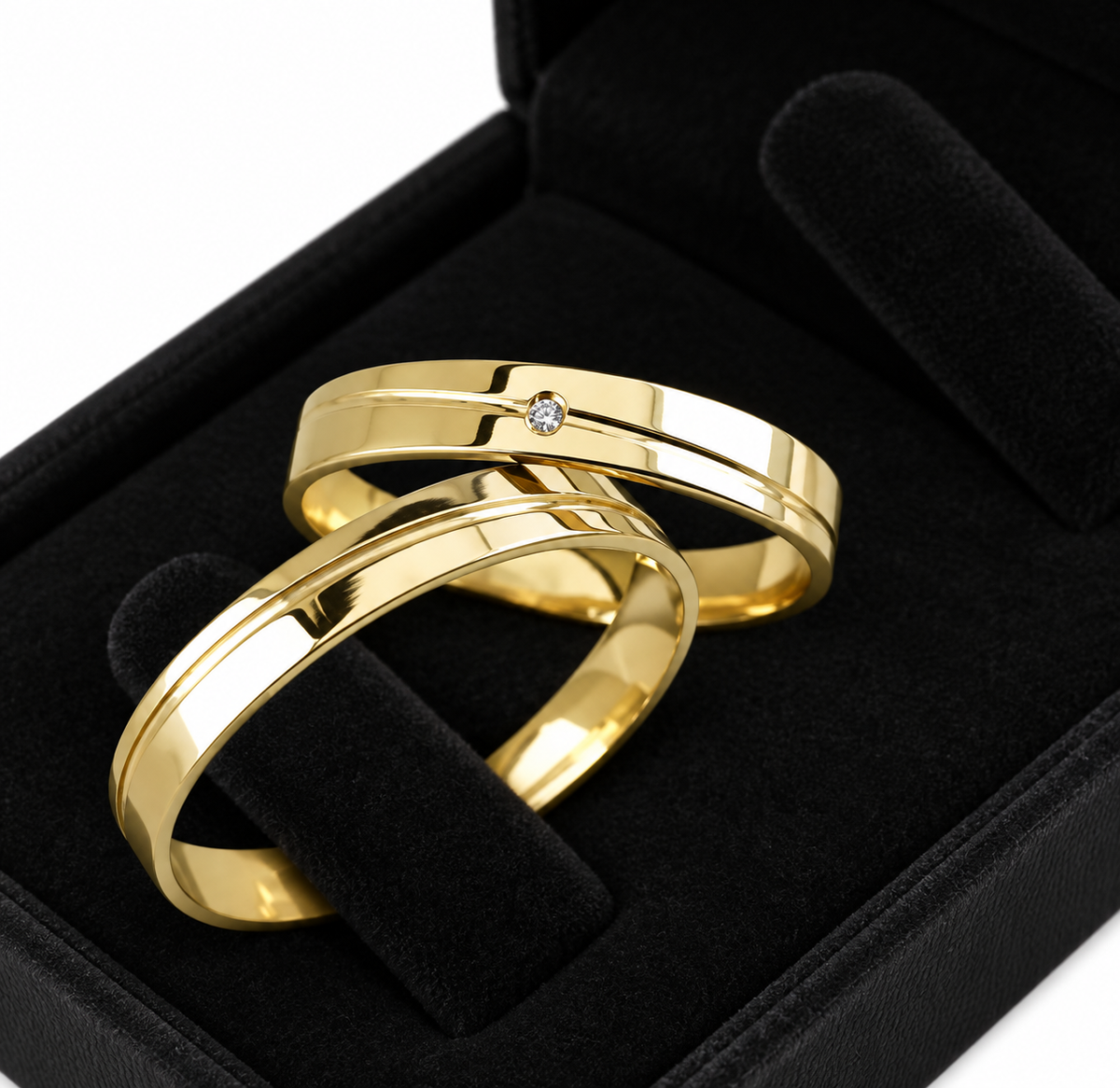 Aliança friso ouro 18k