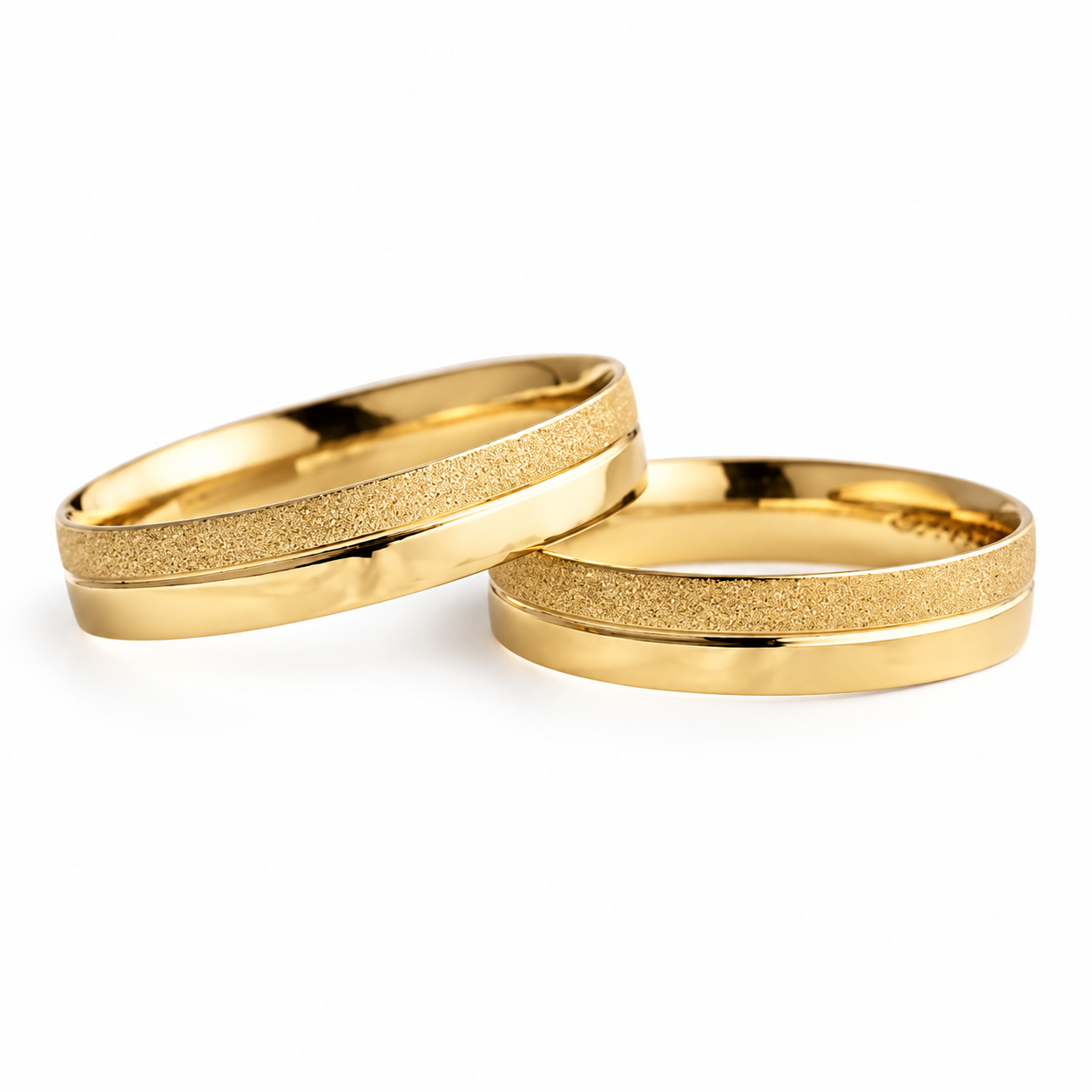 Aliança metade diamantada 3mm ouro 18k