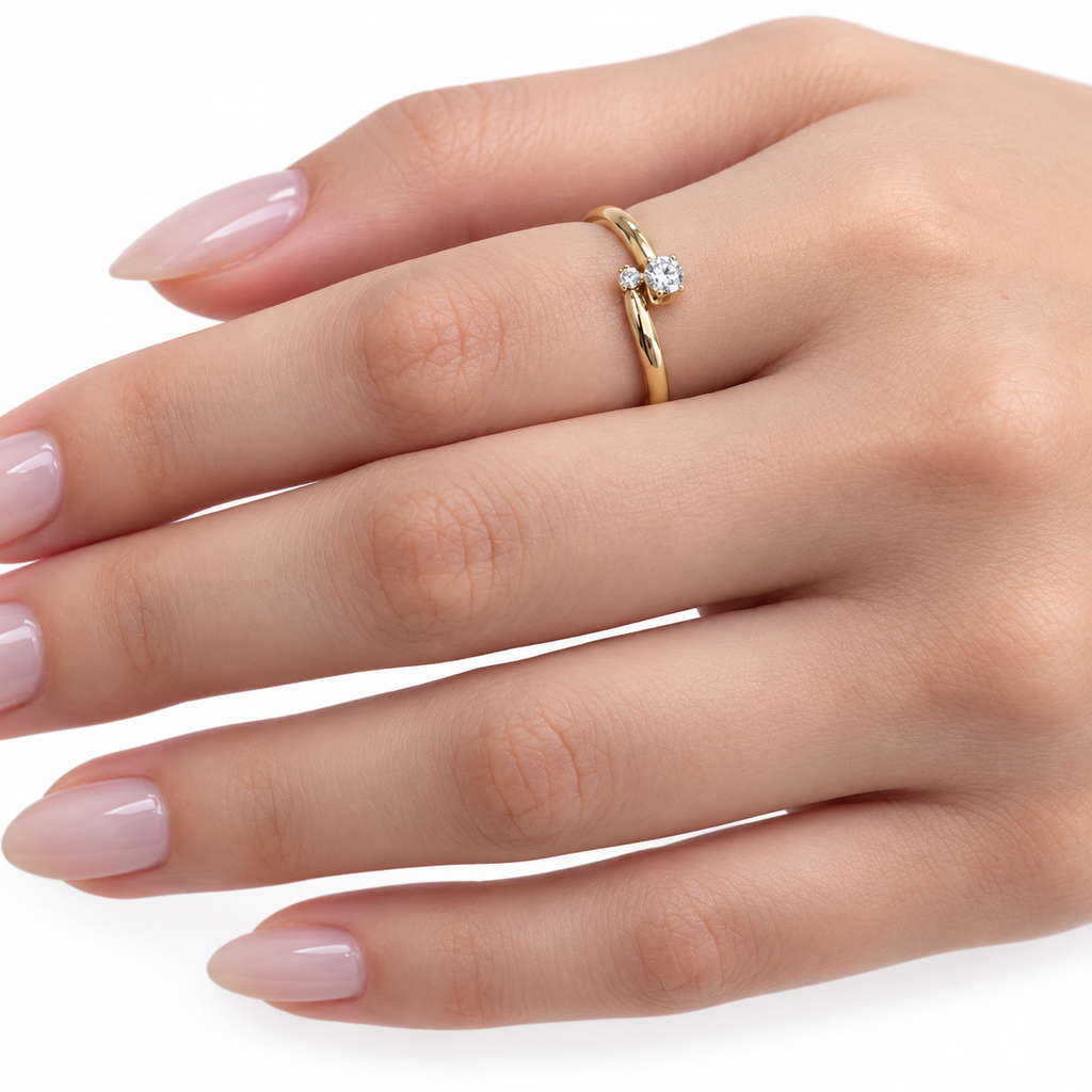Anel luzes ouro 18k