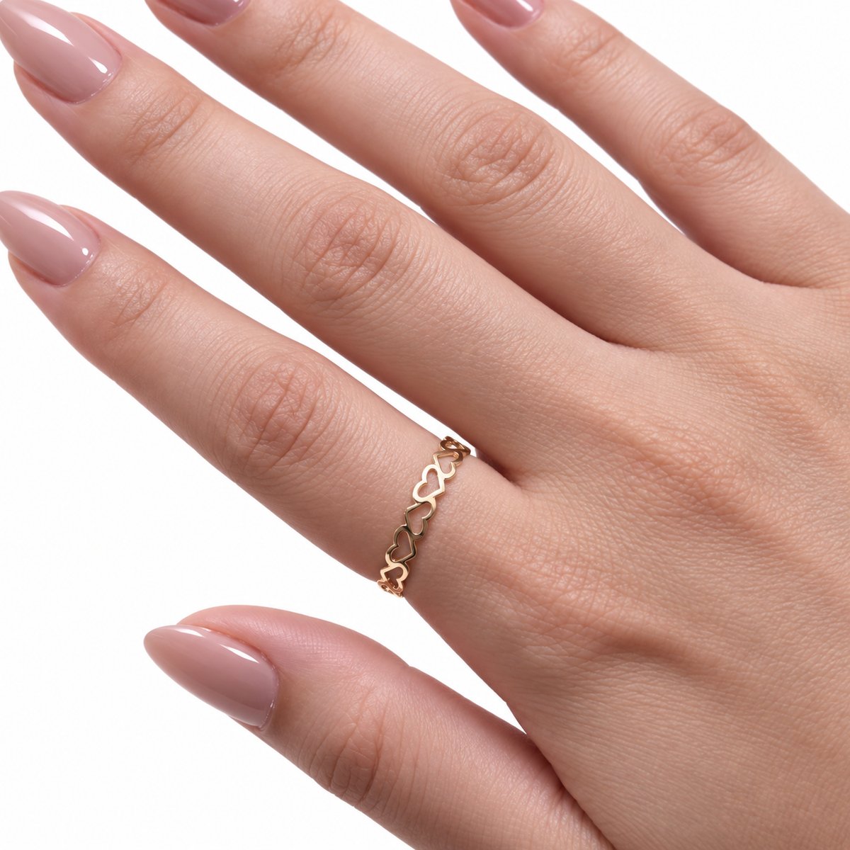 Anel corações ouro 18k