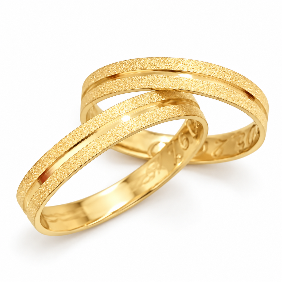 Aliança diamantada friso ouro 18k