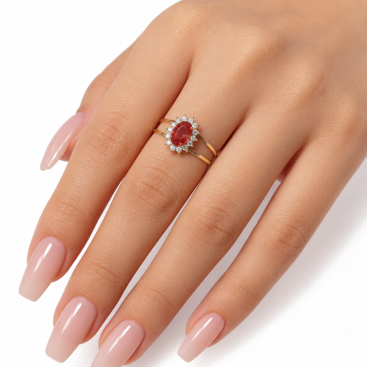 Anel formatura vermelho brasões ouro 18k
