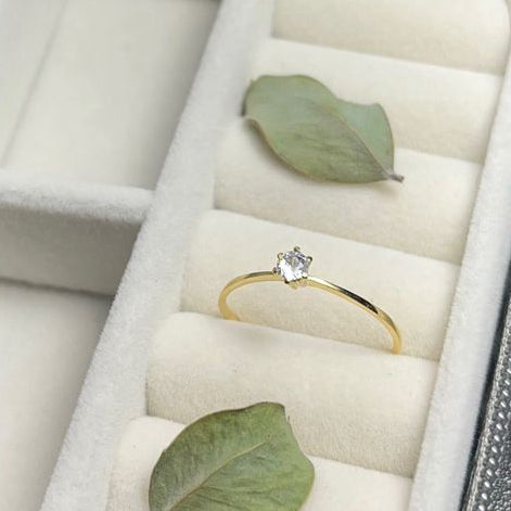 Anel solitário aurora ouro 18k