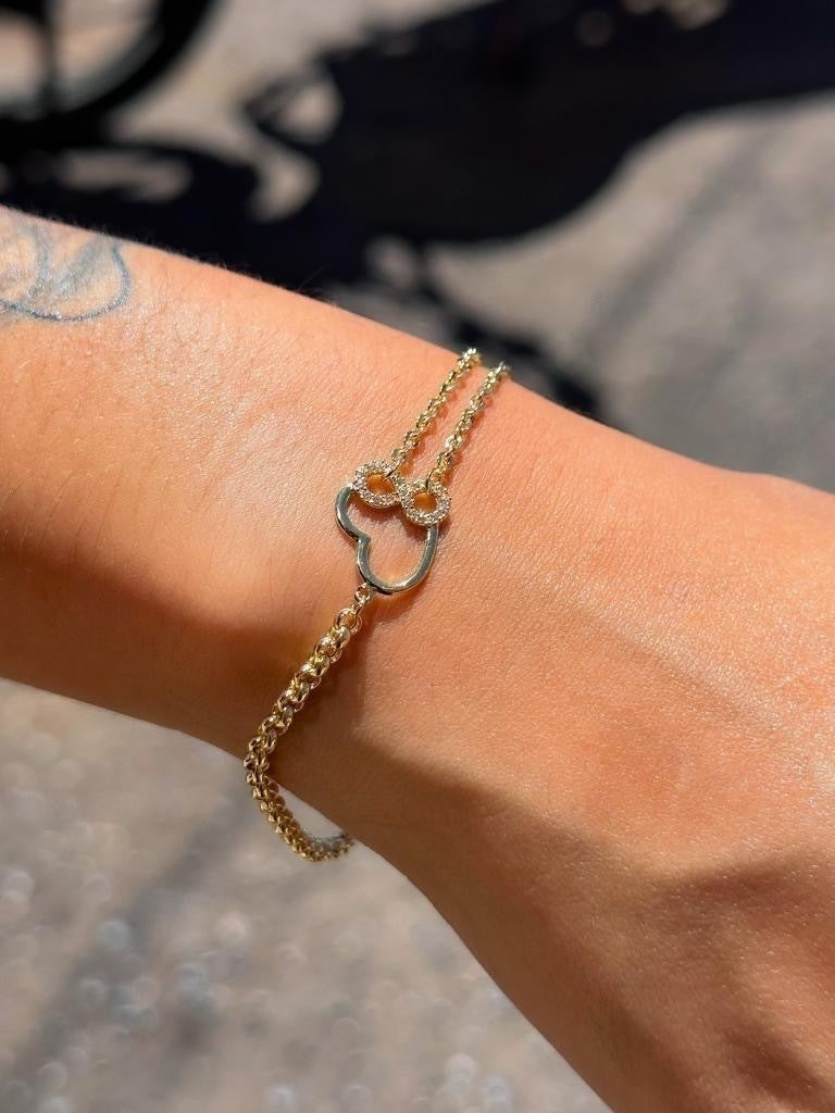 Pulseira elegance coração infinito ouro 18k