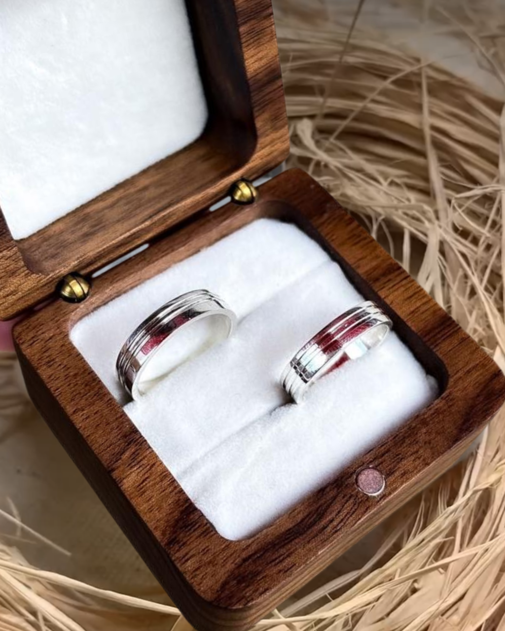 Aliança friso duo prata 925