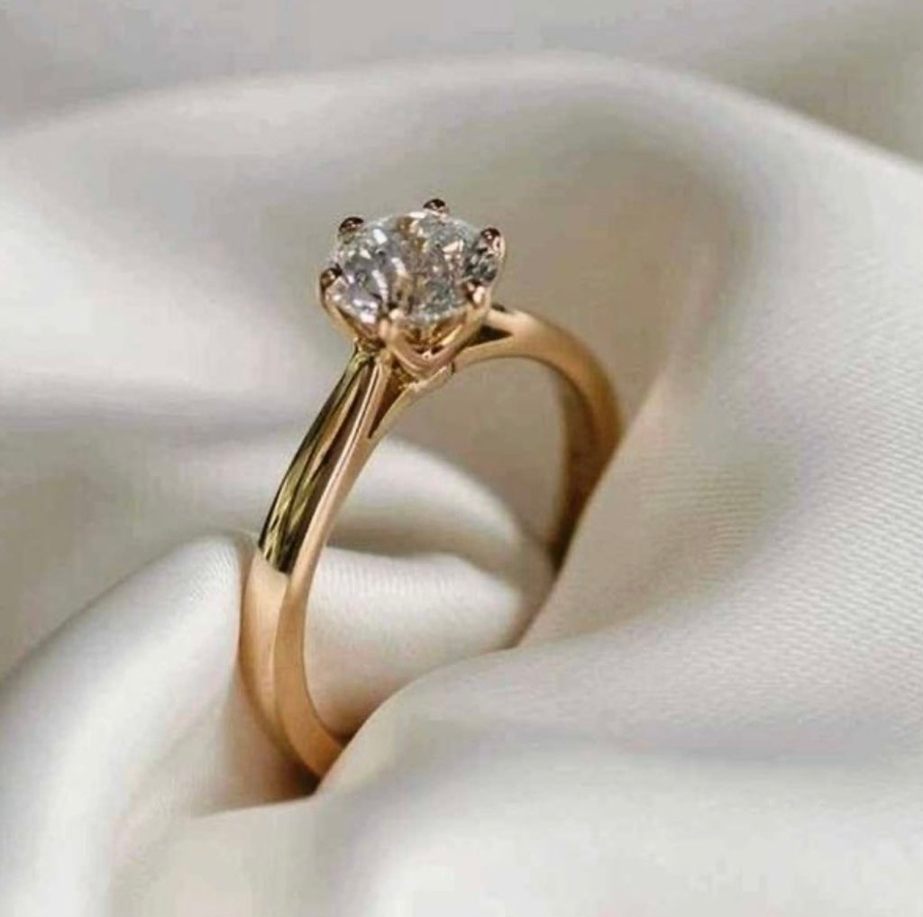 Anel solitário Athenas diamante e ouro 18k