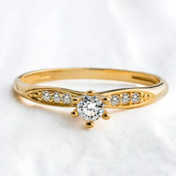 Anel solitário classic cravejado ouro 18k