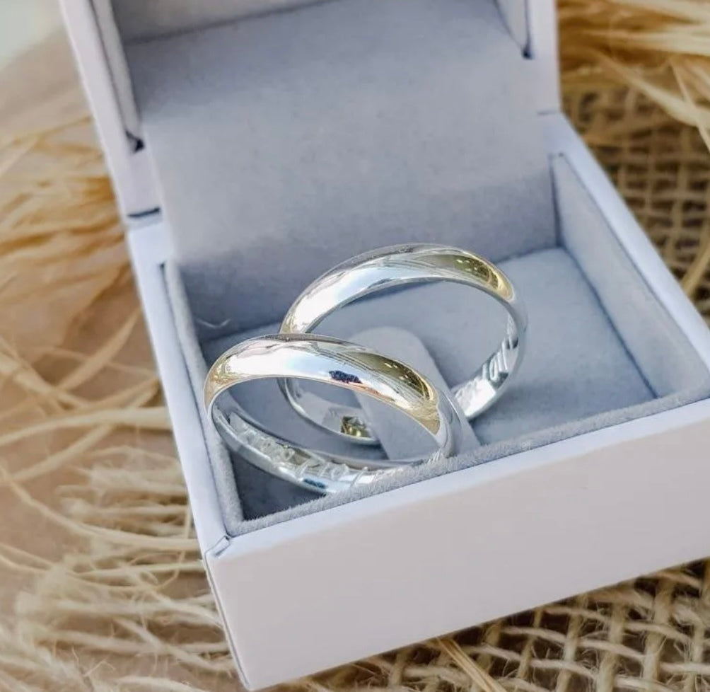 Aliança abaulada clássica prata 950