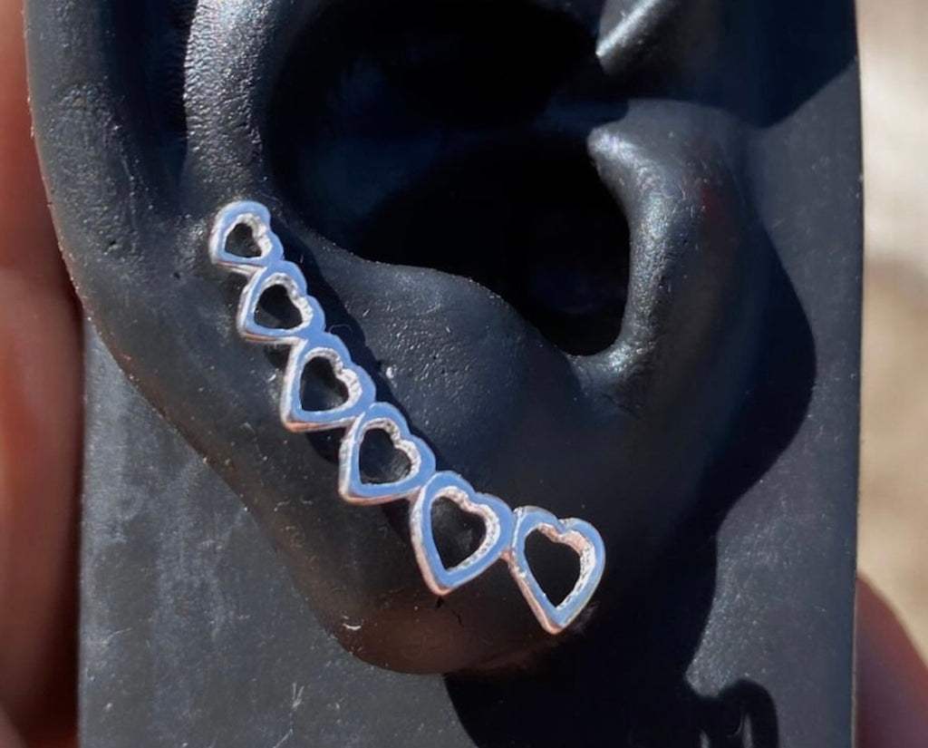 Brinco corações prata 925