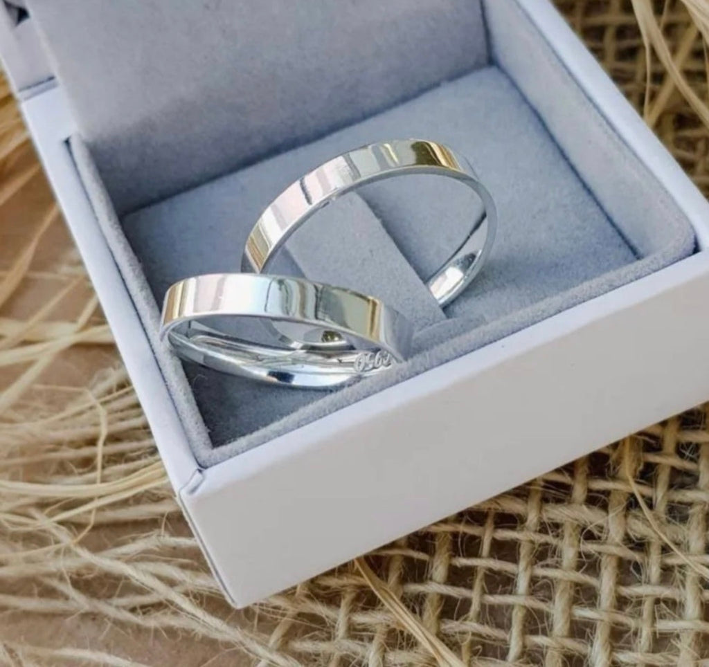 Aliança quadrada prata 950