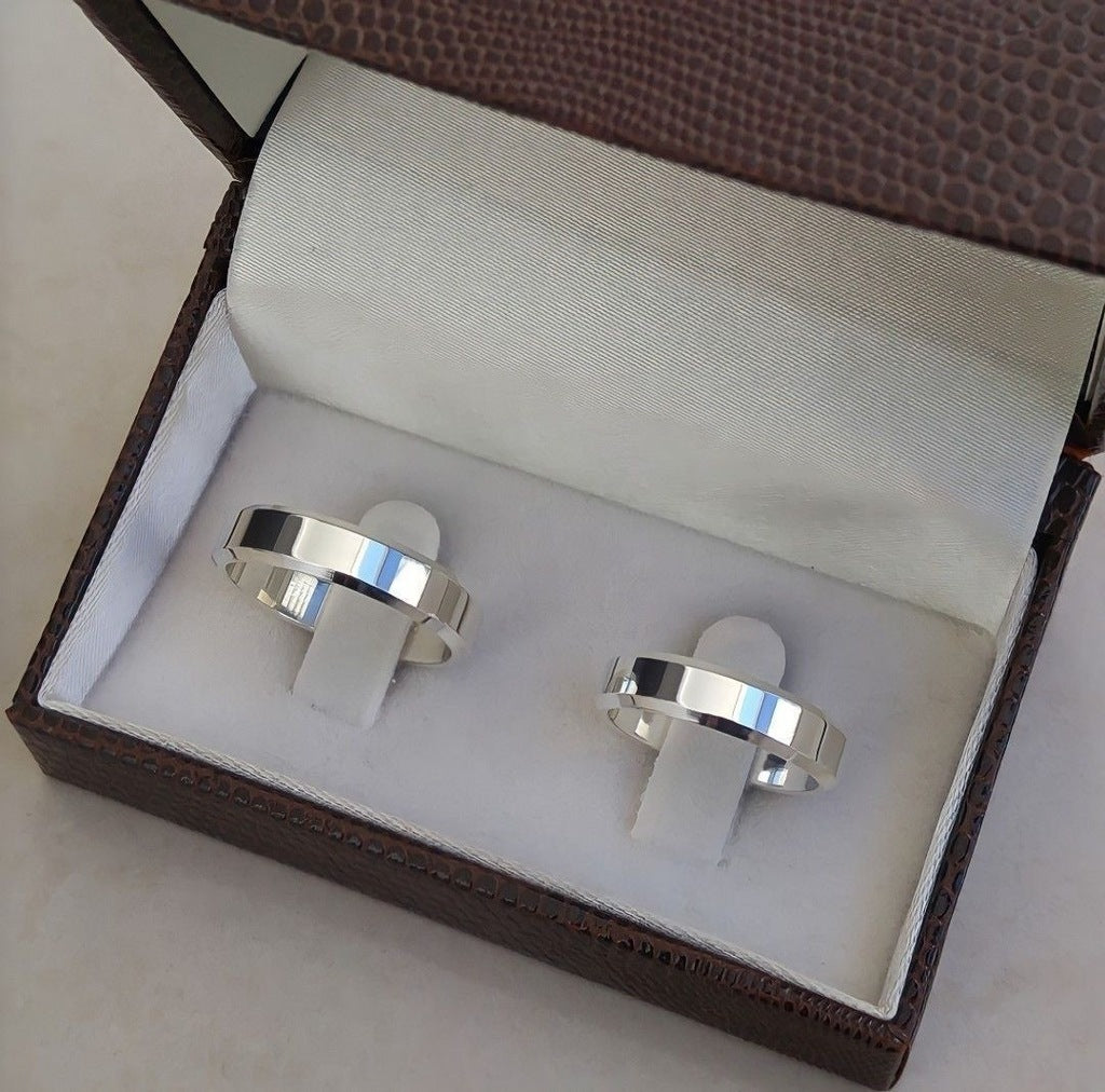Aliança chanfradas prata 925 5mm