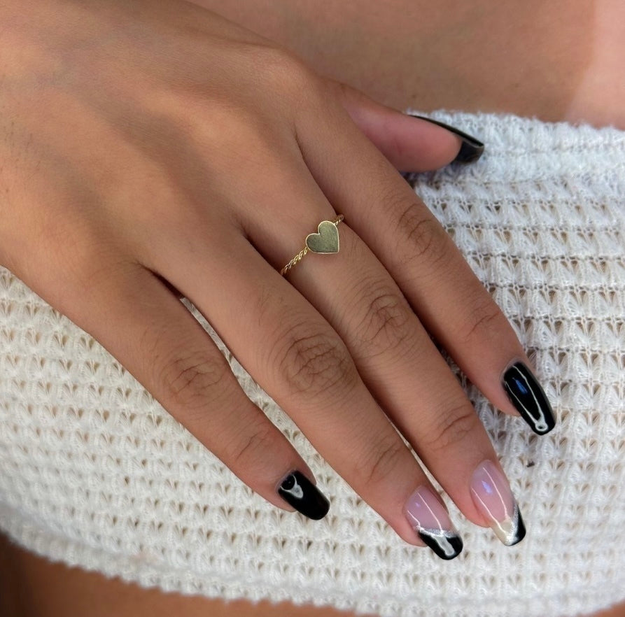 Anel coração trançado ouro 18k