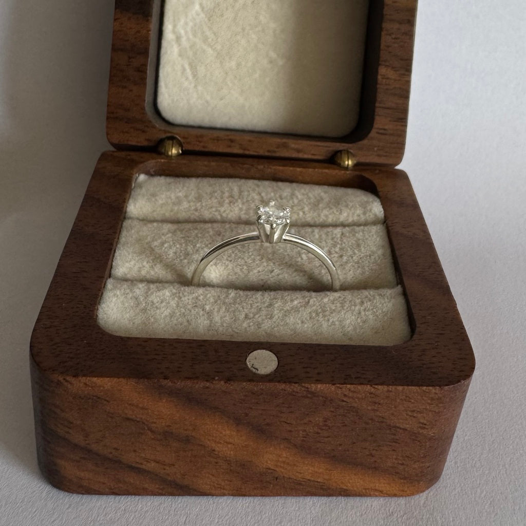 Anel solitário clássico prata 925